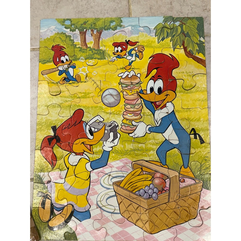 Vintage Woody Woodpecker Floor Puzzle Jaymar 35 Huge Pieces 22x17 Picnic Scene